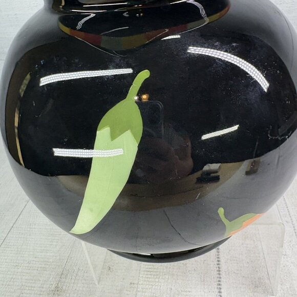 THE MAIN INGREDIENTS Black Ceramic Red Orange Green Chili Peppers 3.5Qt Pitcher - Picture 14 of 16